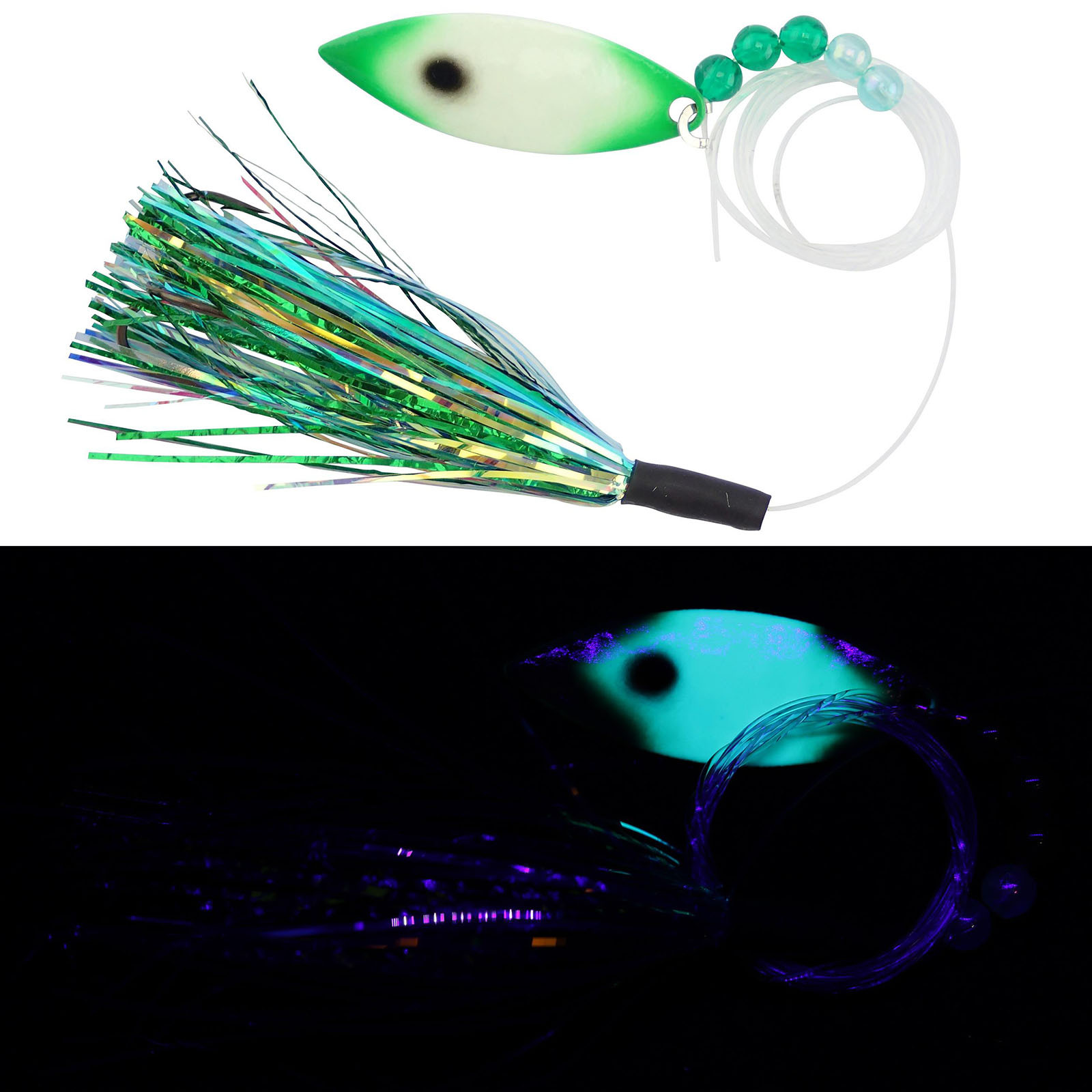 Moonshine Lures Trolling Fly color Green Jeans