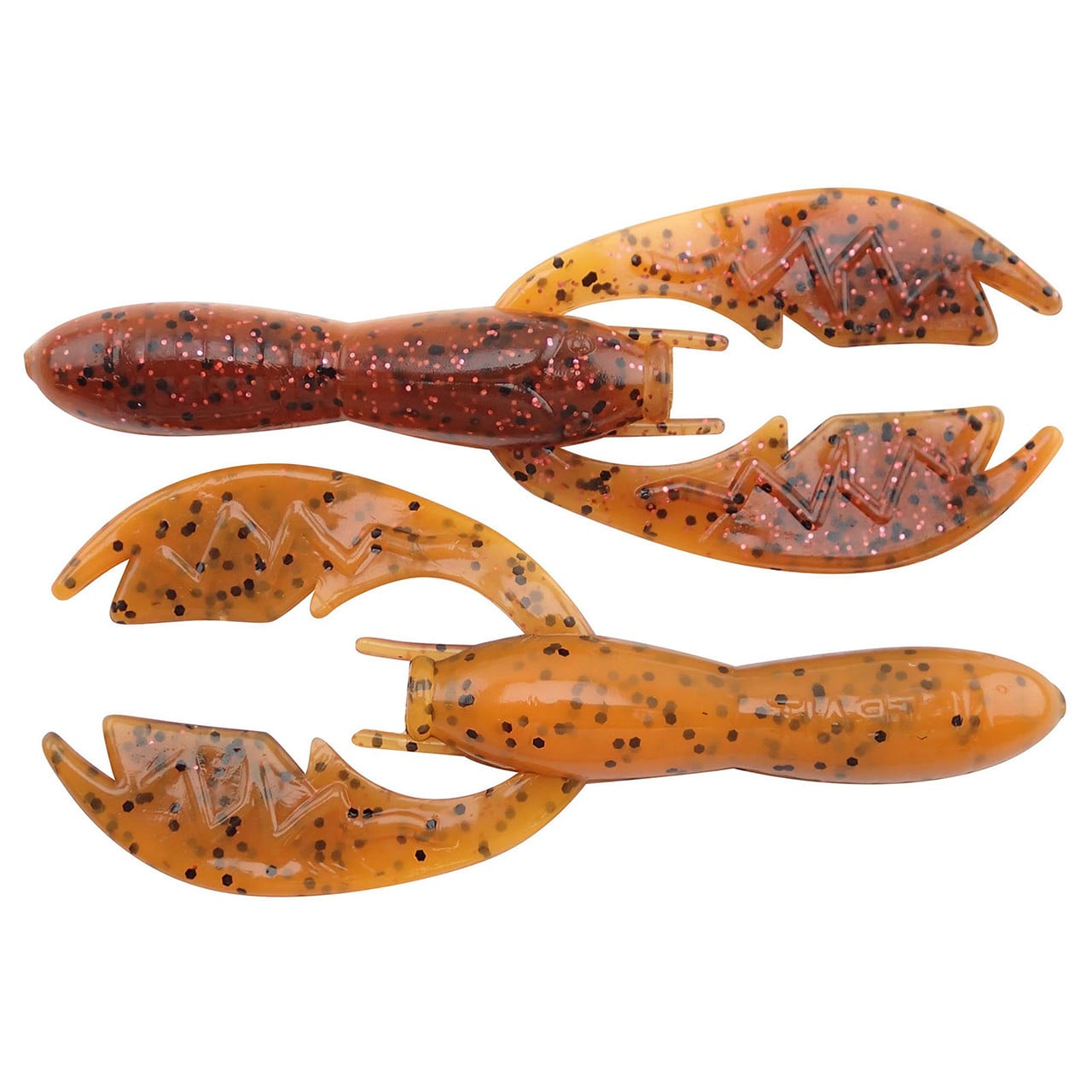 NetBait BaitFuel Baby Paca Craw Soft Bait in Natural Craw, top and bottom views, displaying its realistic crawfish pattern.