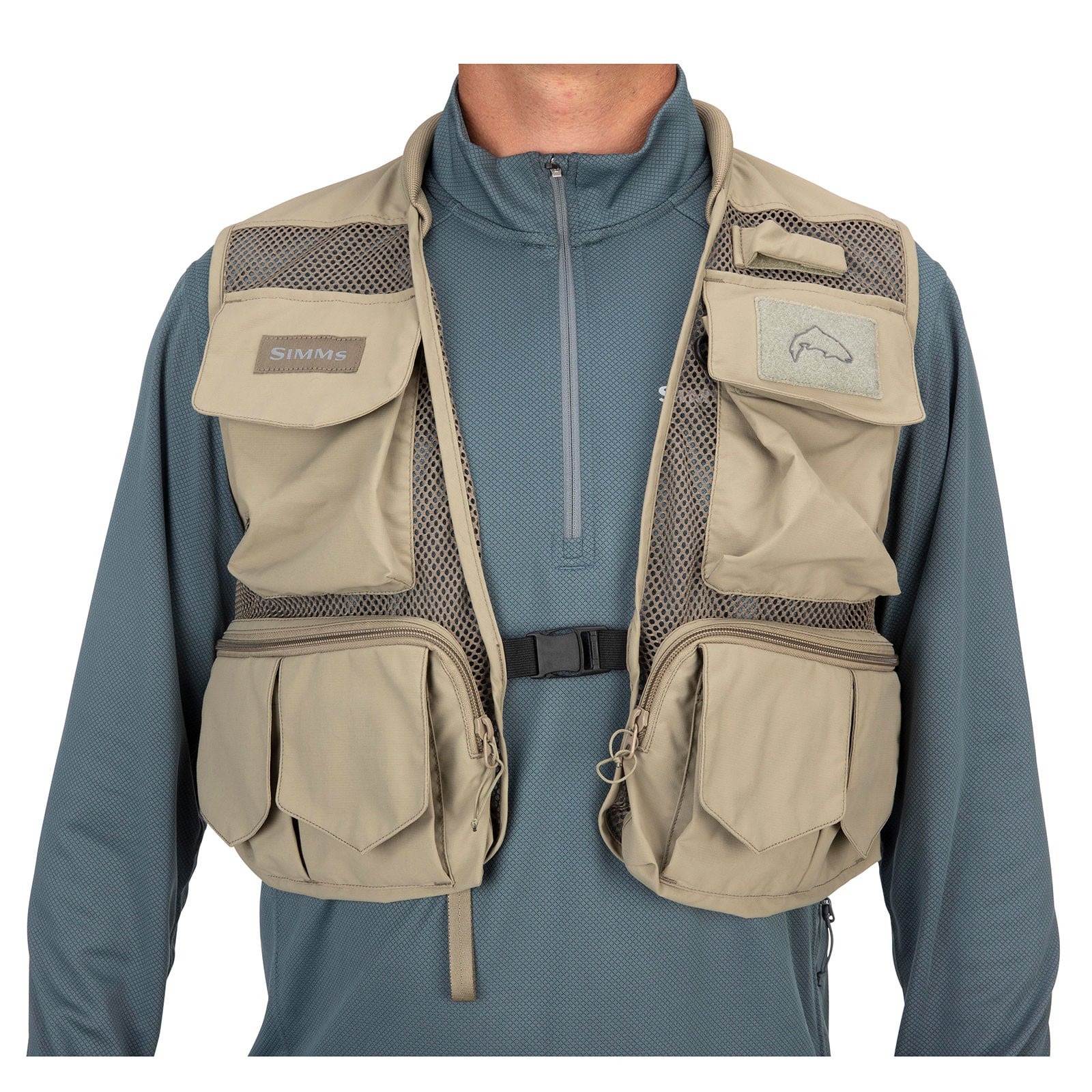 Simms Men's Tributary Fishing Vest close up of pockets