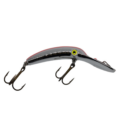 Yakima Bait Mag Lip Metallic Silver Flo Red Stripe