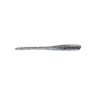 Great Lakes Finesse Drop Worm - 4in - Smoke Clear Purple Flake