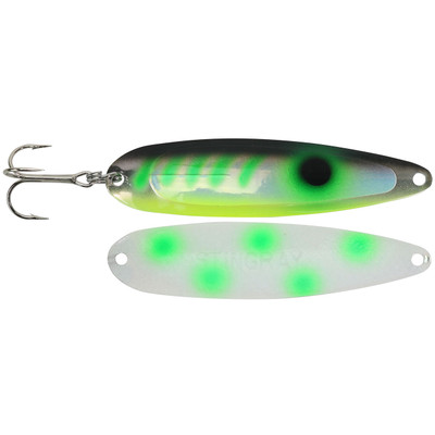 Michigan Stinger Stingray Spoon Exclusive Color - UV Chartreuse Alewife-Green Dot