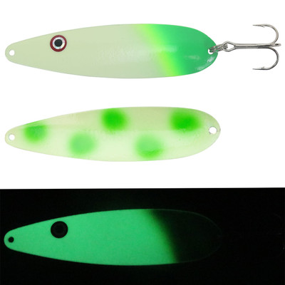 Moonshine Lures Trolling Spoon Exclusive Color - Dotted Glow Green Skirt