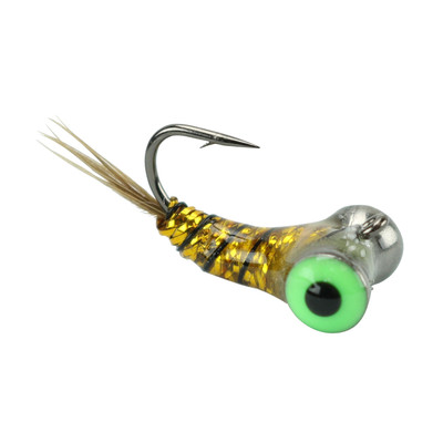 Caddis Cane and Glow Tungsten Jigs For Ice Fishing From Widow