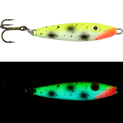 Moonshine Lures Super Glow Shiver spoon whitefish 1 Oz Wild