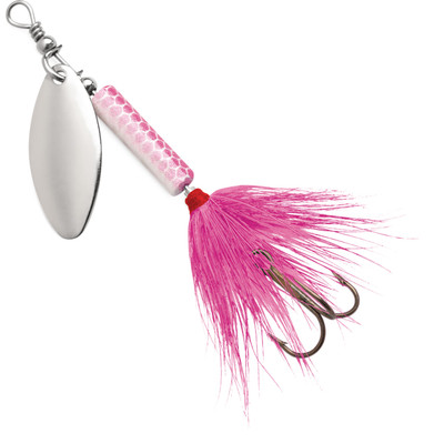 Blue Fox Whip Tail Deep Runner Inline Spinner, Size 1, Pink White