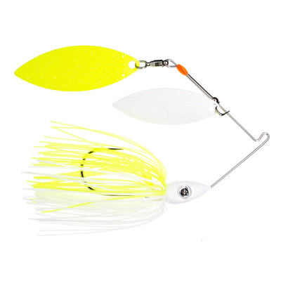 Nichols Lures Pulsator Metal Flake Double Willow Spinnerbait, White/Chartreuse, 1/2-Ounce