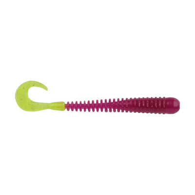 Berkley PowerBait Rib Worm - Purple/Chartreuse - 4