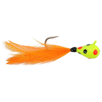 Kenders Tungsten Wonder Feather Jig Chartreuse Wonderbread Glow / Orange Feather