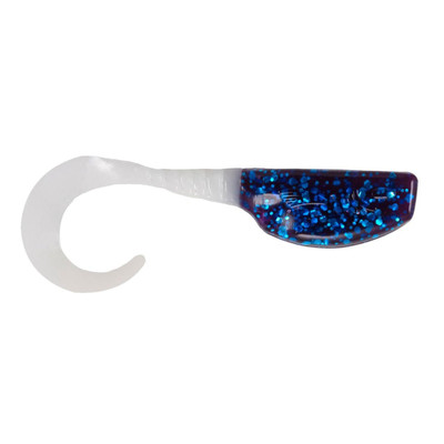 Leland's Lures Slab Curly Soft Baits Midnight Blue-White