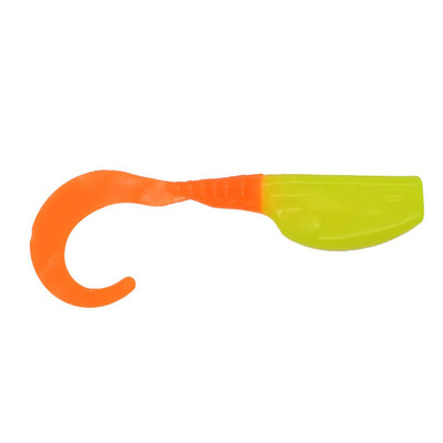 Leland's Lures Slab Curly Soft Baits Chartreuse-Orange