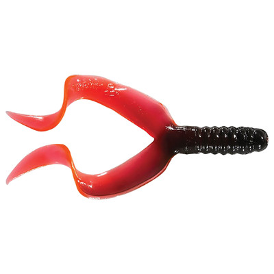 Mister Twister Double Tail Grub | Black/Chartreuse Silver Flake; 2 in. | FishUSA