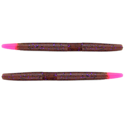 Yamamoto Original Senko Worms Cinnamon Brown w/ Large Black/Purple Flake (Pink Tip)