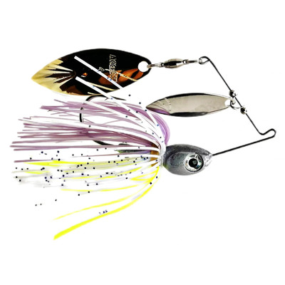 Accent Subtle Series Spinnerbait - Double Willow Nickel-Gold Blades - Purple Crush