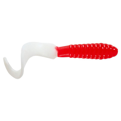 Mister Twister Curly Tail Grubs Opaque Red/White Tail