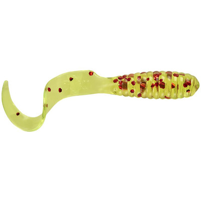 Mister Twister Curly Tail Grubs Chartreuse/Red Flake