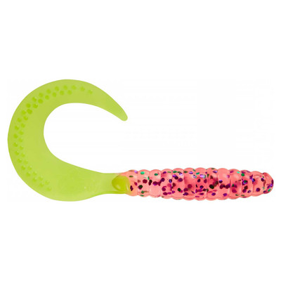 Mister Twister Curly Tail Grubs Cotton Candy/Chartreuse Tail