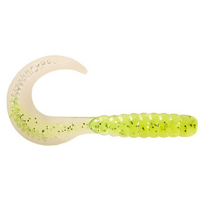 Mister Twister Curly Tail Grubs Clear/Chartreuse Flake