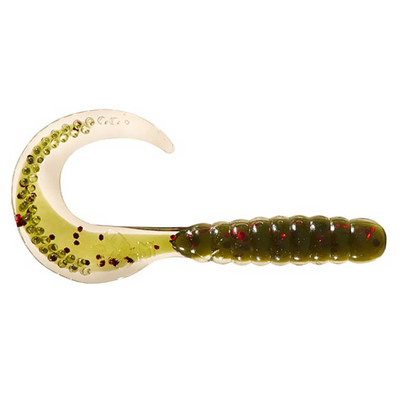 Mister Twister Curly Tail Grubs Clear/Green Red Flake