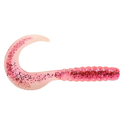 Mister Twister Curly Tail Grubs Clear/Neon Pink Silver Flake