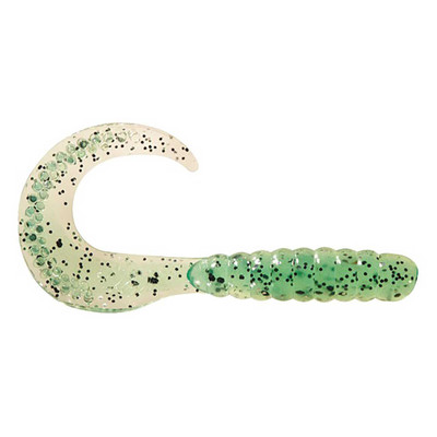 Mister Twister Curly Tail Grubs Clear Silver Flake/Lime Black Flake