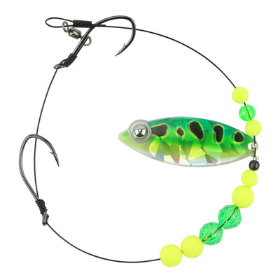 Eye-Fish Premium Single Willow Blade Worm Harness Green Frog - Silver Back