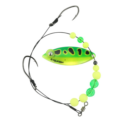 Eye-Fish Premium Single Willow Blade Worm Harness Green Frog - Copper Back