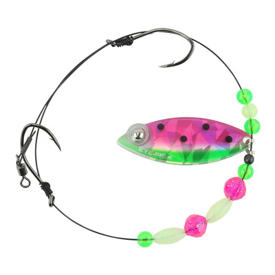Eye-Fish Premium Single Willow Blade Worm Harness Watermelon Glow - Silver Back