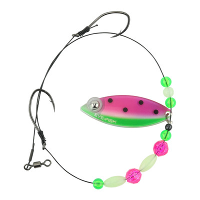 Eye-Fish Premium Single Willow Blade Worm Harness Watermelon Glow - Copper Back