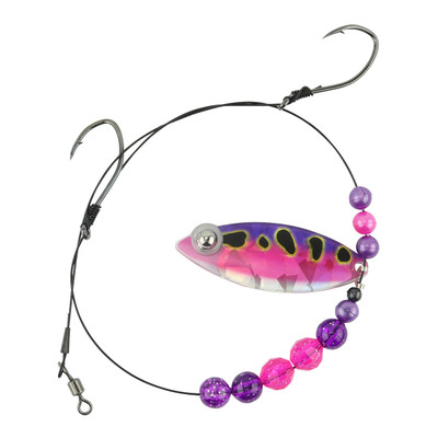 Eye-Fish Premium Single Willow Blade Worm Harness Pink Frog - Silver Back