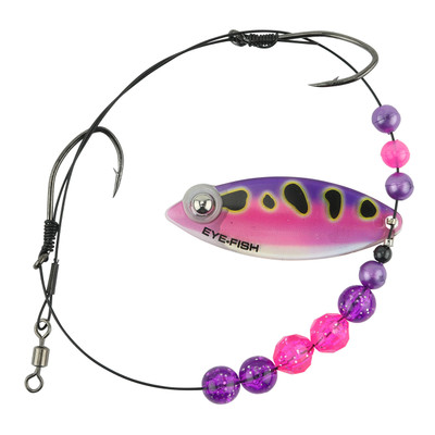 Eye-Fish Premium Single Willow Blade Worm Harness Pink Frog - Copper Back