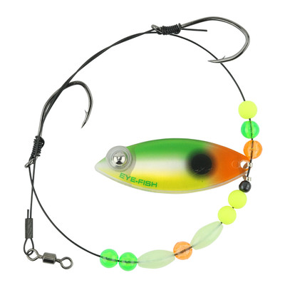Eye-Fish Premium Single Willow Blade Worm Harness Mixed Veggie Glow - Copper Back
