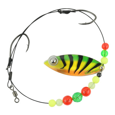 Eye-Fish Premium Single Willow Blade Worm Harness Fire Tiger Glow - Copper Back
