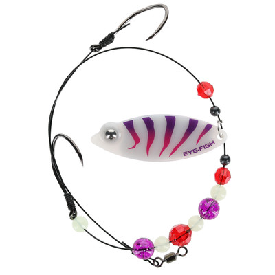 Eye-Fish Premium Single Willow Blade Worm Harness Kryptonite Glow - Raspberry Back