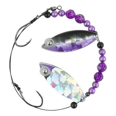 Eye-Fish Premium Double Willow Blade Worm Harness Iris - Silver Back