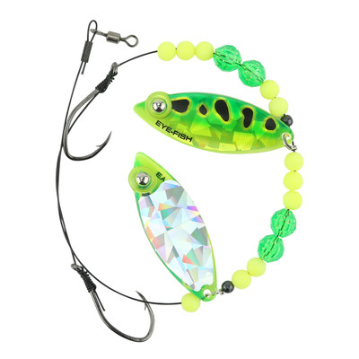 Eye-Fish Premium Double Willow Blade Worm Harness Green Frog - Silver Back