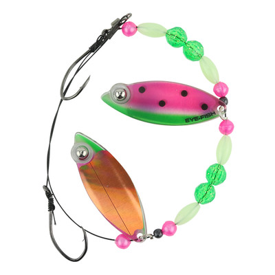 Eye-Fish Premium Double Willow Blade Worm Harness Watermelon Glow - Copper Back