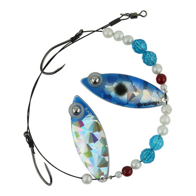 Eye-Fish Premium Double Willow Blade Worm Harness Blue Shad - Silver Back
