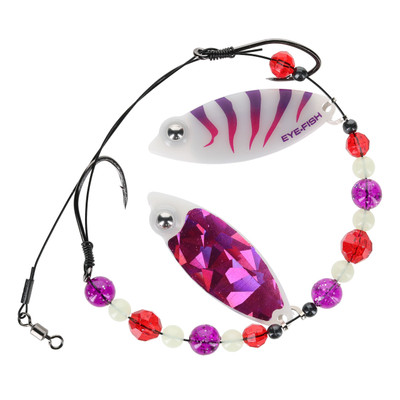 Eye-Fish Premium Double Willow Blade Worm Harness Kryptonite Glow - Raspberry Back