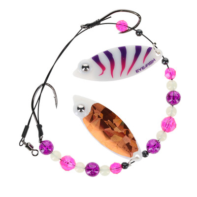 Eye-Fish Premium Double Willow Blade Worm Harness Kryptonite Glow - Copper Back