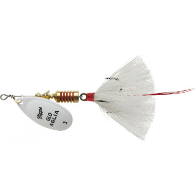 Mepps Dressed Aglia Spinner Glo White Blade-White Tail