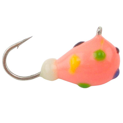 908-f 4 each Tungsten Ice Fishing Tear Drop Jig 1.85 Gram #12 Hook  w/Feather Glowing Gold FishUV Paint & Glow PaintUnigue Wax Worm Shape  Allows For More Tungsten Weight, To Get The