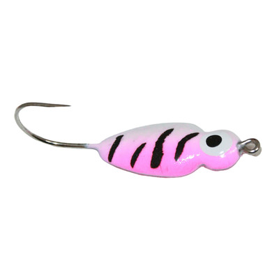 Custom Jigs & Spins Puki Ice Jig Pink Tiger Glow