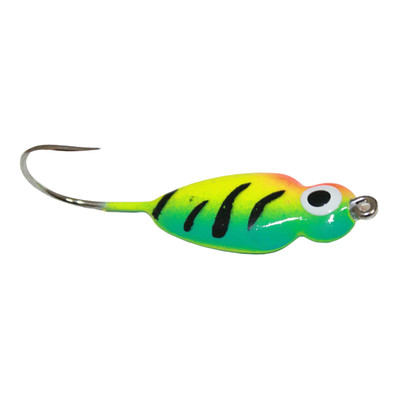 Custom Jigs & Spins Puki Ice Jig Green Firetiger Glow
