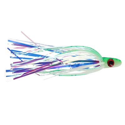 Silver Horde Ace Hi Trolling Fly Glow Laser Green Spatter Back
