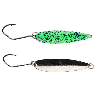 Silver Horde Kingfisher Trolling Spoon Glow Green Spatter Back