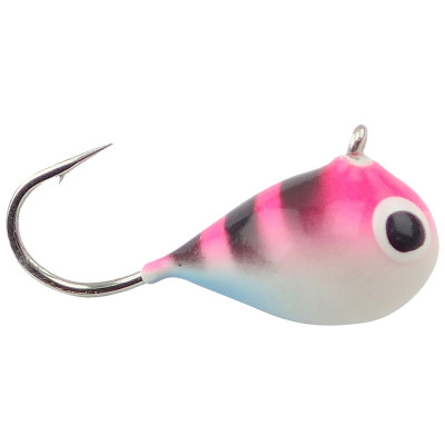 Fiskas Hand-Painted Wolfram Tungsten Jig Pink Stripe Hot Blue Glow