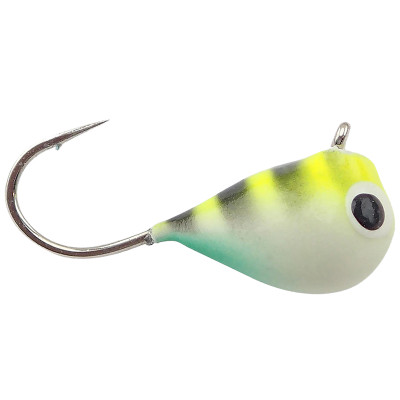 Fiskas Hand-Painted Wolfram Tungsten Jig Chartreuse Stripe Hot Turquoise Glow