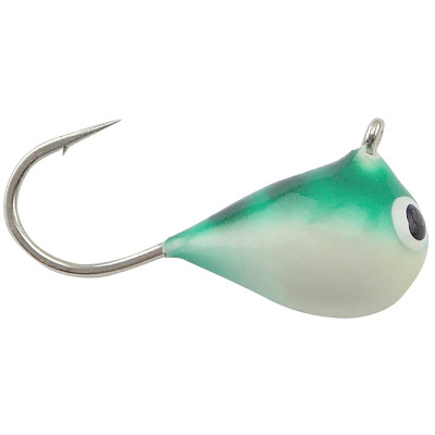 Fiskas Hand-Painted Wolfram Tungsten Jig Green Stripe Hot Turquoise Glow