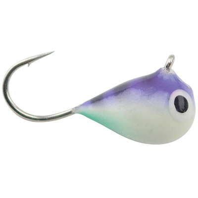 Fiskas Hand-Painted Wolfram Tungsten Jig Purple Stripe Hot Turquoise Glow